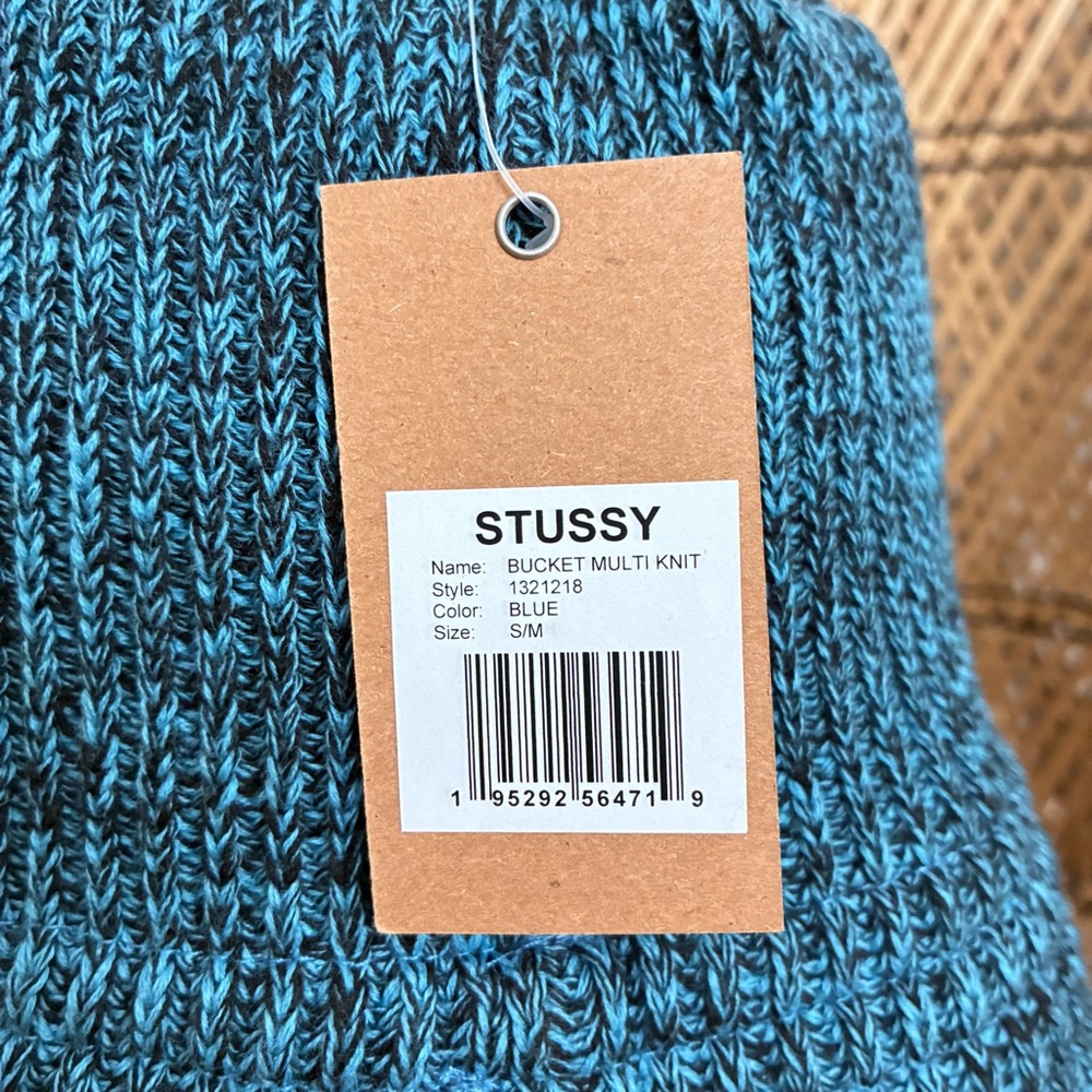 Stussy Bucket Multi Marl Knit Bucket Hat Blue Sz S/M NWT - Picture 6 of 6